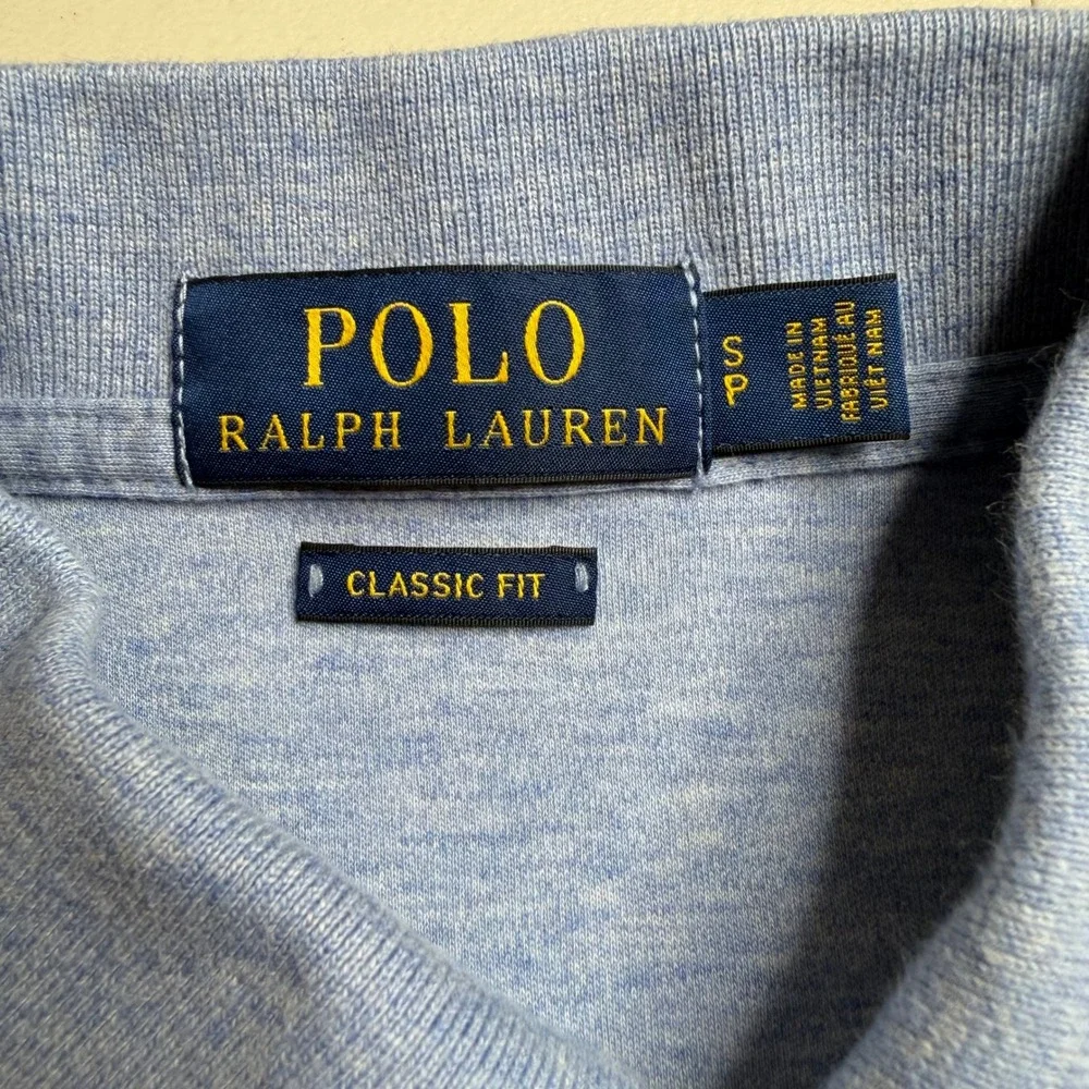 Polo Ralph Lauren Mens Small Classic Fit Polo Shirt Blue Heathered Short Sleeve